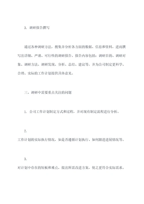 调研公司工作计划