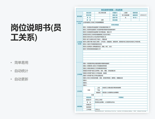 岗位说明书(员工关系)
