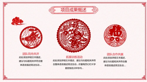 2021年牛年剪纸喜庆中国风年工作总结述职报告年终总结PPT
