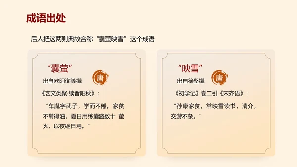 浅色简约教育风囊萤映雪PPT课件成语故事