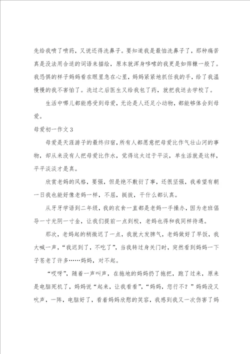 母爱初一作文15篇读懂母爱作文600字