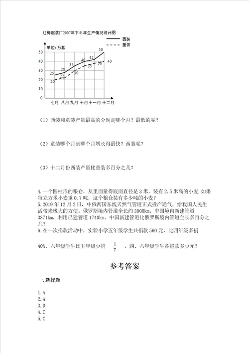 沪教版六年级数学下册期末模拟试卷有一套