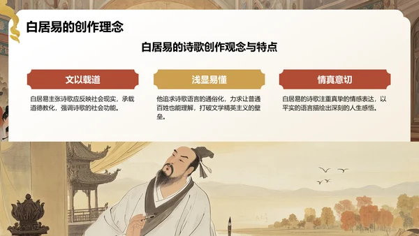 红色复古风《长恨歌》赏析与作者背景PPT模板