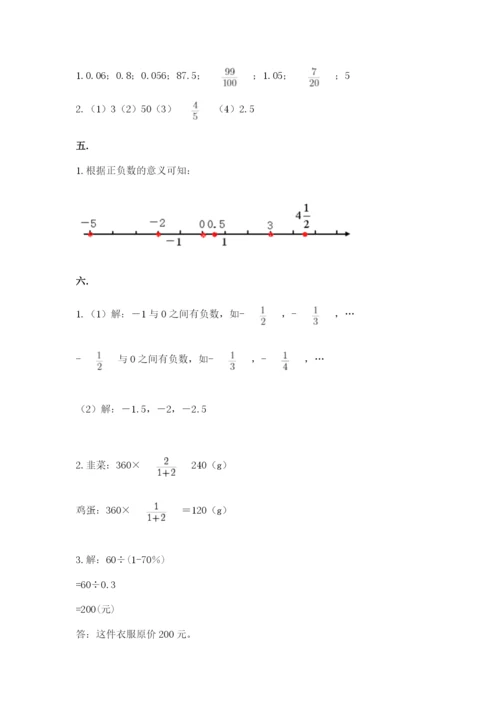 小学六年级数学摸底考试题【突破训练】.docx