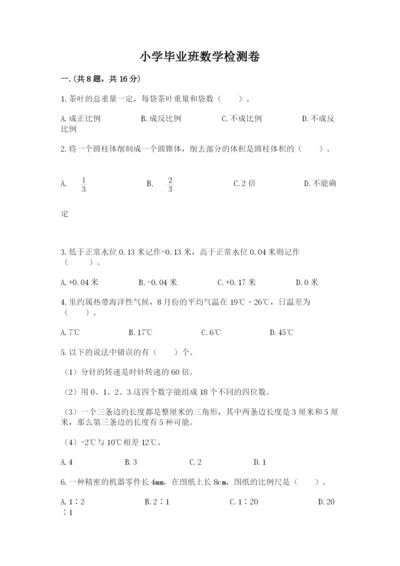 小学毕业班数学检测卷含精品答案.docx