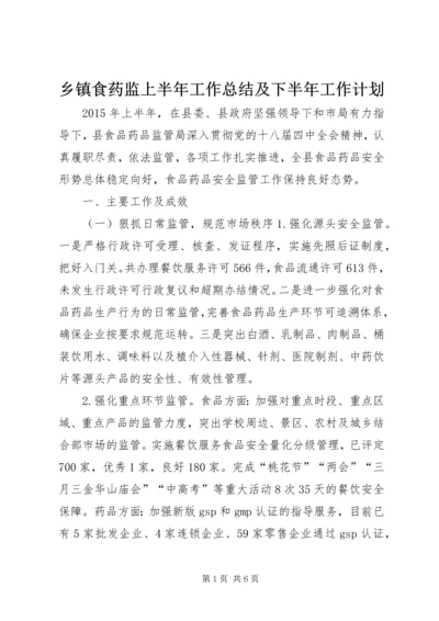 乡镇食药监上半年工作总结及下半年工作计划.docx