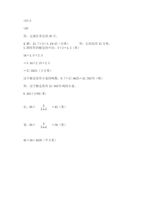 人教版数学六年级下册试题期末模拟检测卷及完整答案（典优）.docx