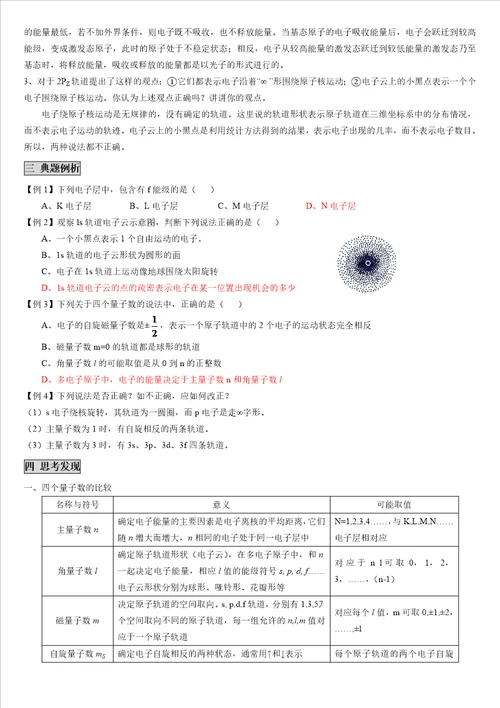第一章原子结构模型知识点及练习选修鲁科版