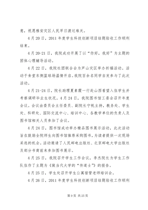 北京邮电大学世纪学院大事记.docx