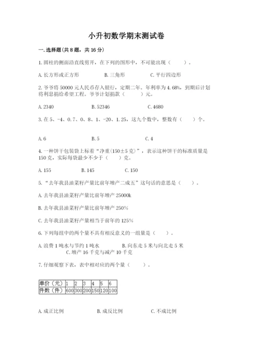 小升初数学期末测试卷精品（名校卷）.docx