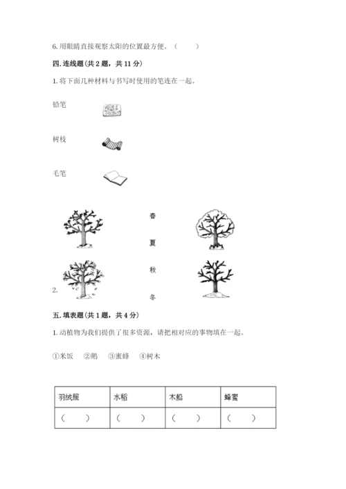 教科版二年级上册科学期末测试卷及参考答案.docx