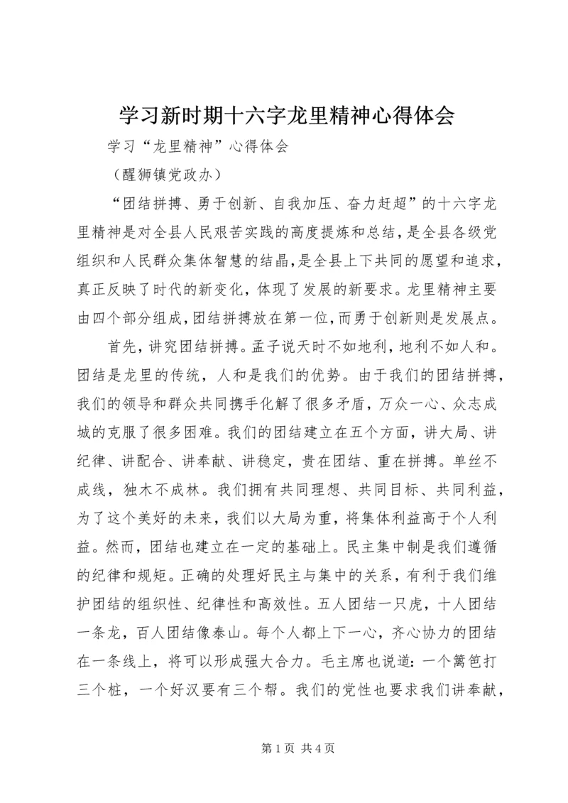 学习新时期十六字龙里精神心得体会 (2).docx