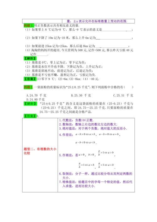 2022-2023人教版初中七年级数学第一章---有理数精品期末复习教案（解析版）