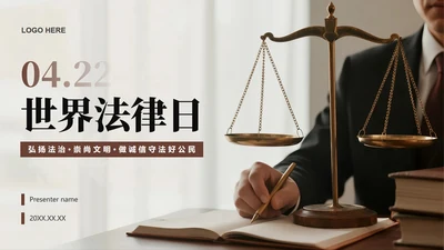封面页-棕色简约实景风法律行业工作总结PPT单页