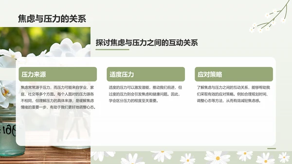 绿色小清新高考生考前焦虑应对方法PPT模板
