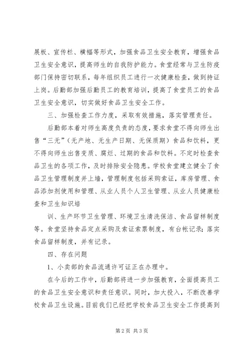 后勤部食品卫生安全自查情况汇报.docx