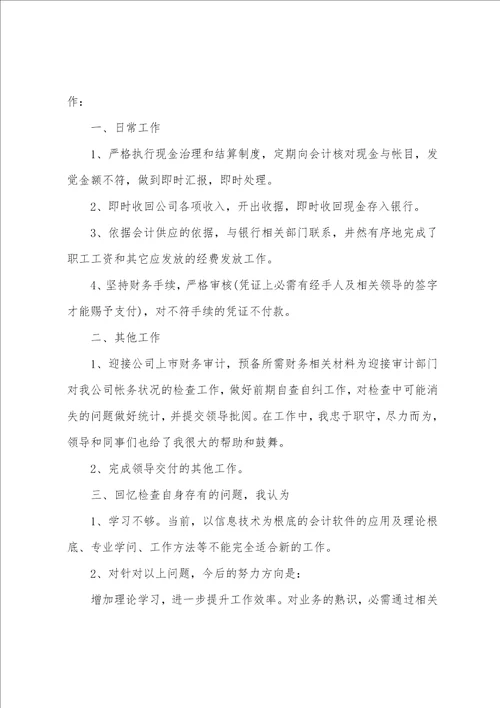 出纳年度工作总结报告模板