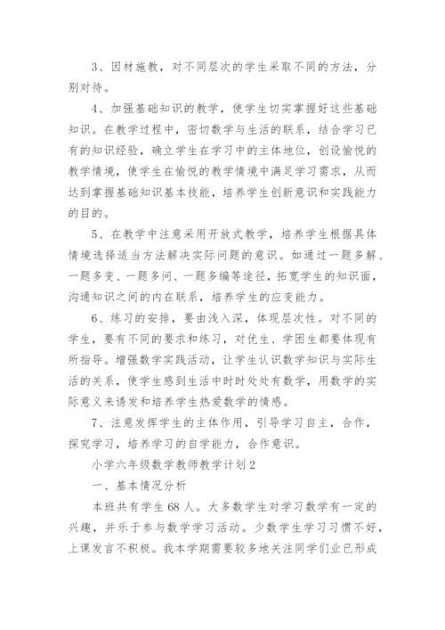 小学六年级数学教师教学计划.docx