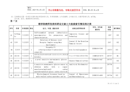 理学院教师发表科研论文被三大检索索引情况统计表.docx