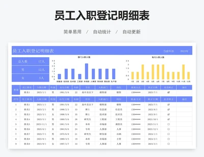 员工入职登记明细表