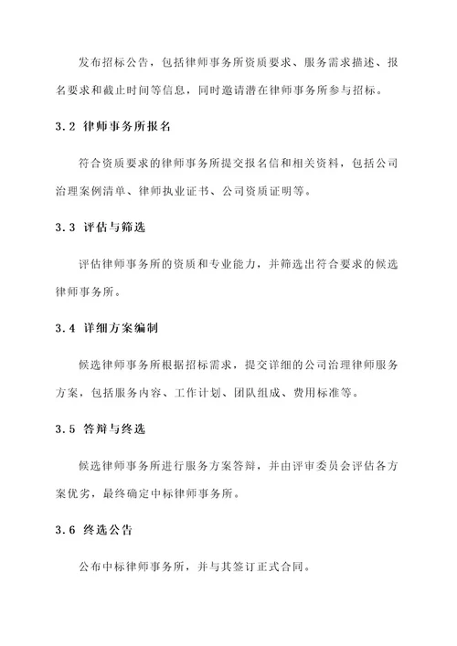 公司治理律师招标方案