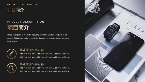 网页式轻奢质感黑金商务通用PPT模板