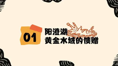 黄橙色手绘中国美食阳澄湖大闸蟹介绍PPT模板