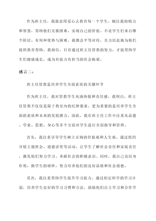 班主任管教感言