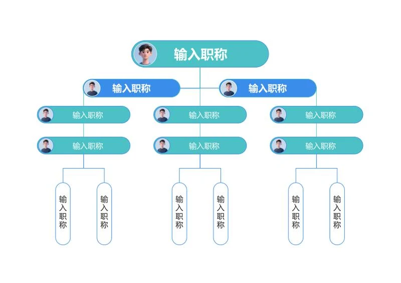 组织架构-蓝绿色横板企业组织架构word模板