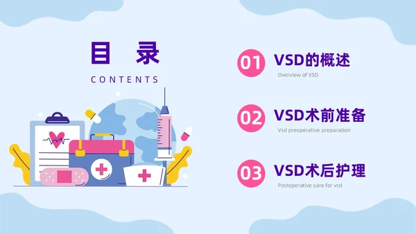 蓝色插画VSD负压吸引的治疗及护理培训课件PPT模板护理查房