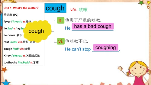 人教版八下Unit 1 What's the matter? SectionA词汇精讲课件