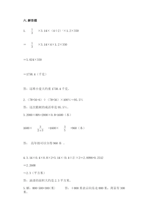 小学六年级下册数学期末卷（综合题）word版.docx