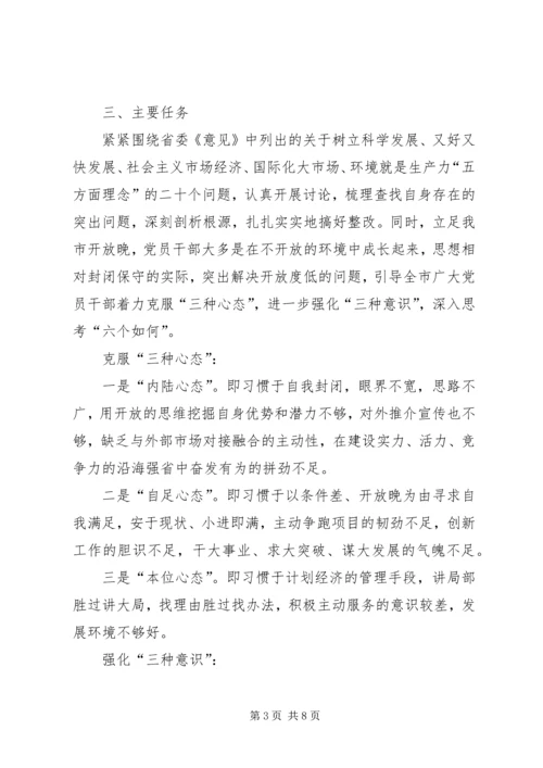 全市党员干部中深入开展解放思想大讨论活动的实施意见.docx