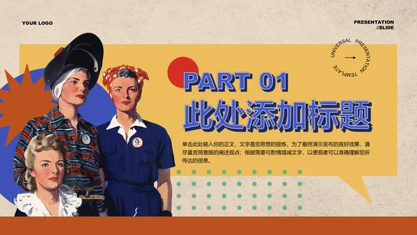 黄棕色美式复古通用PPT演示模板