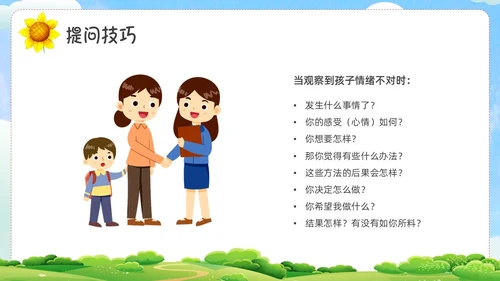 绿色卡通心理健康家长会PPT课件