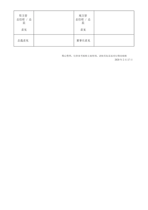 适用于各类公司的任职资格审批表