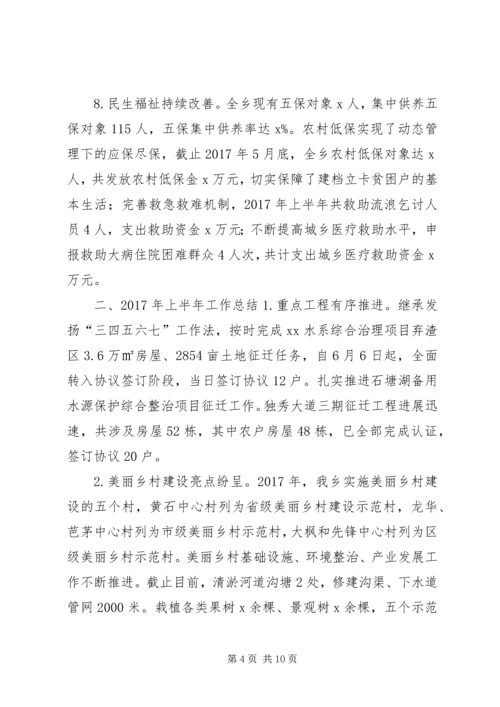 乡镇某年上半年工作总结及下半年工作安排.docx