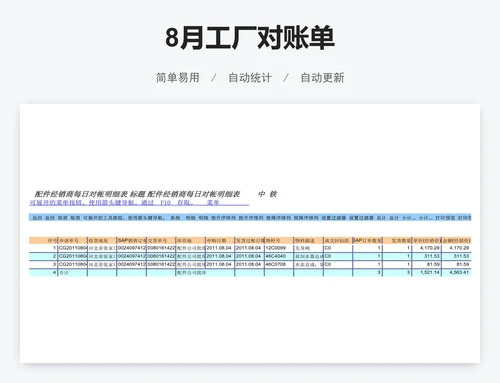 8月工厂对账单