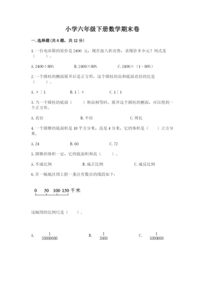 小学六年级下册数学期末卷附完整答案【夺冠系列】.docx