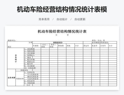 机动车险经营结构情况统计表模版