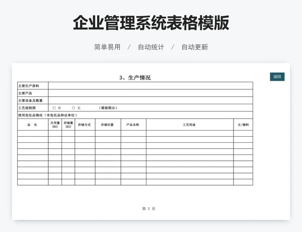 企业管理系统表格模版