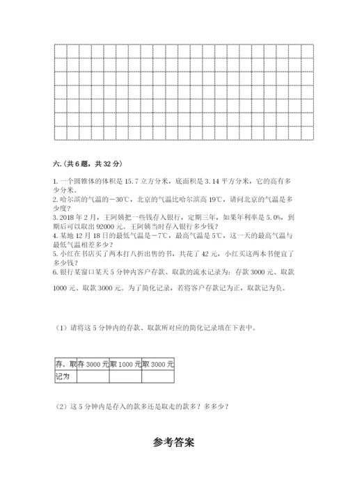 人教版数学六年级下册试题期末模拟检测卷附参考答案【基础题】.docx