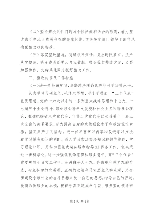 县侨办侨联领导班子二00八年度考核整改方案.docx