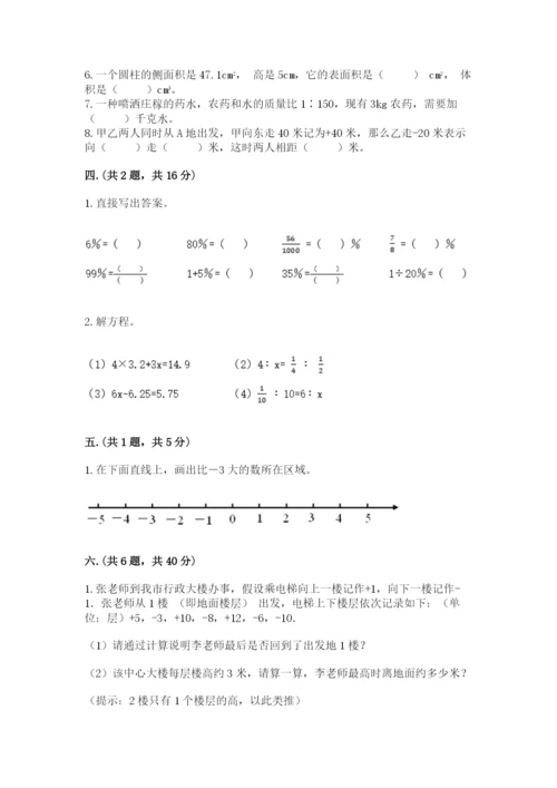 苏教版数学六年级下册试题期末模拟检测卷附参考答案【达标题】.docx