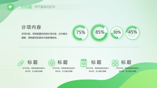 绿色清新医疗药店工作总结汇报PPT