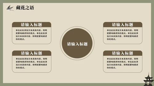 绿色中国风手绘古风传统文化簪花科普介绍PPT模板