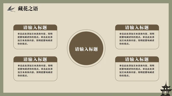 绿色中国风手绘古风传统文化簪花科普介绍PPT模板
