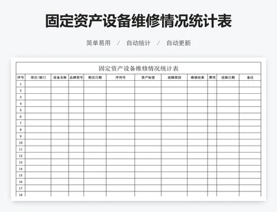 固定资产设备维修情况统计表