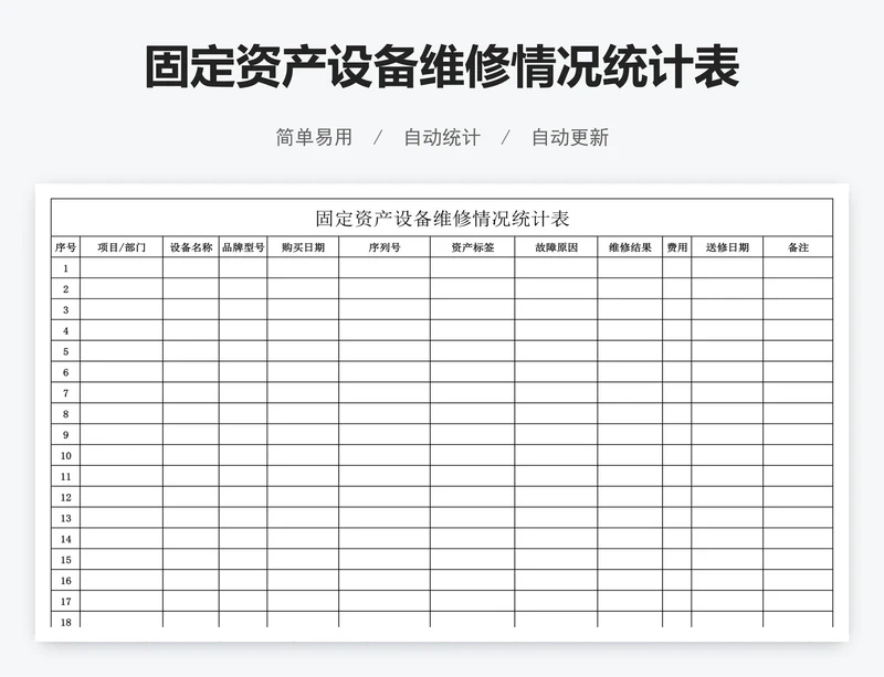 固定资产设备维修情况统计表