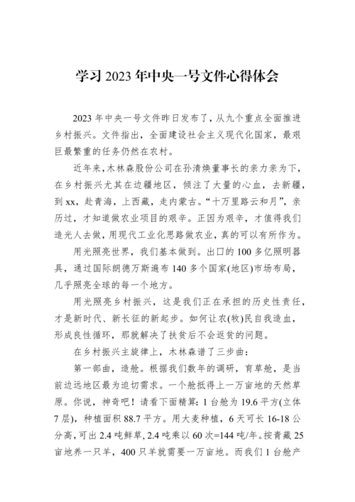 【心得体会】学习2023年中央一号文件心得体会汇编（9篇）.docx